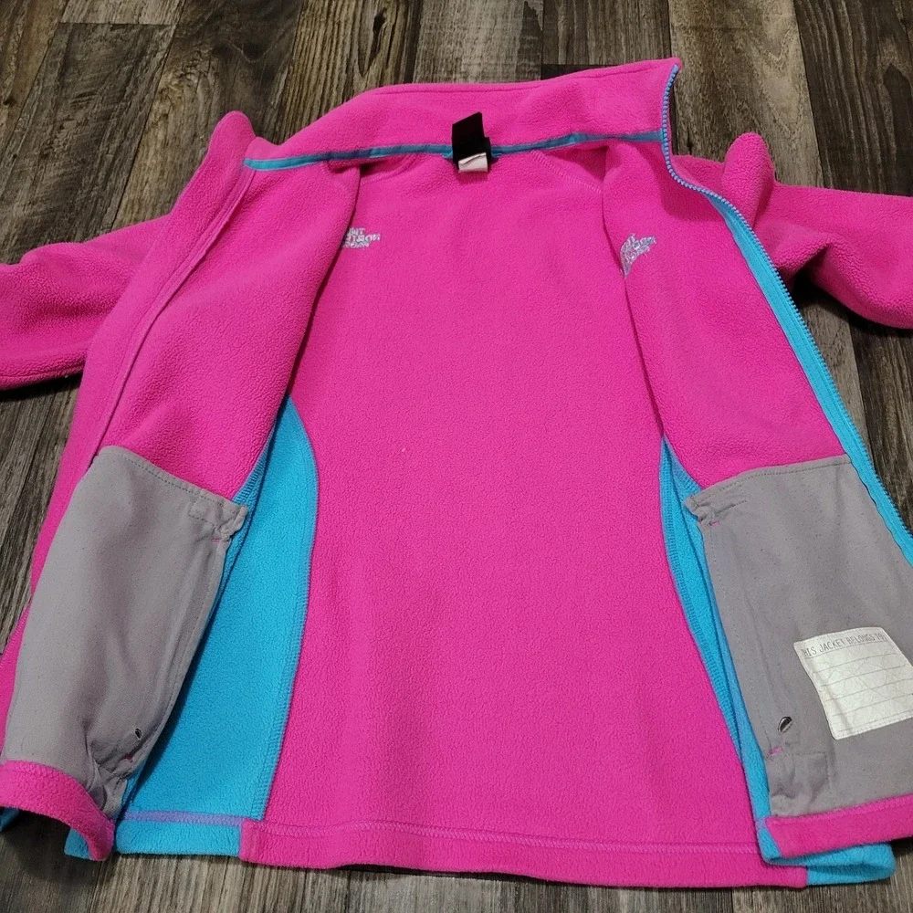 The North Face Girls Multicolor Fleece Full Zip Cotton Candy Pink/Blue Large